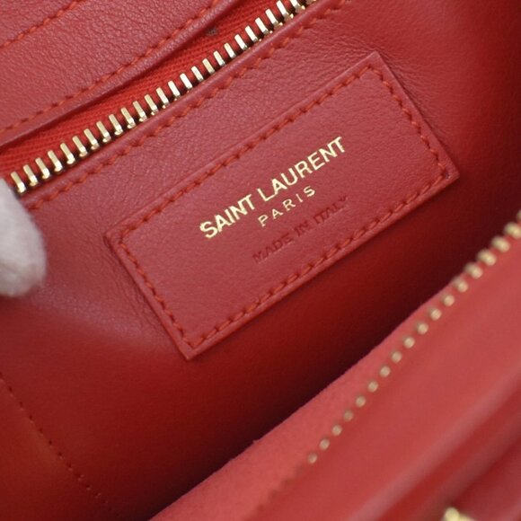 SAINT LAURENT YSL Logo Cabas 2 Way Hand Bag Leather Red GHW Italy 29KB315 - Picture 12 of 16